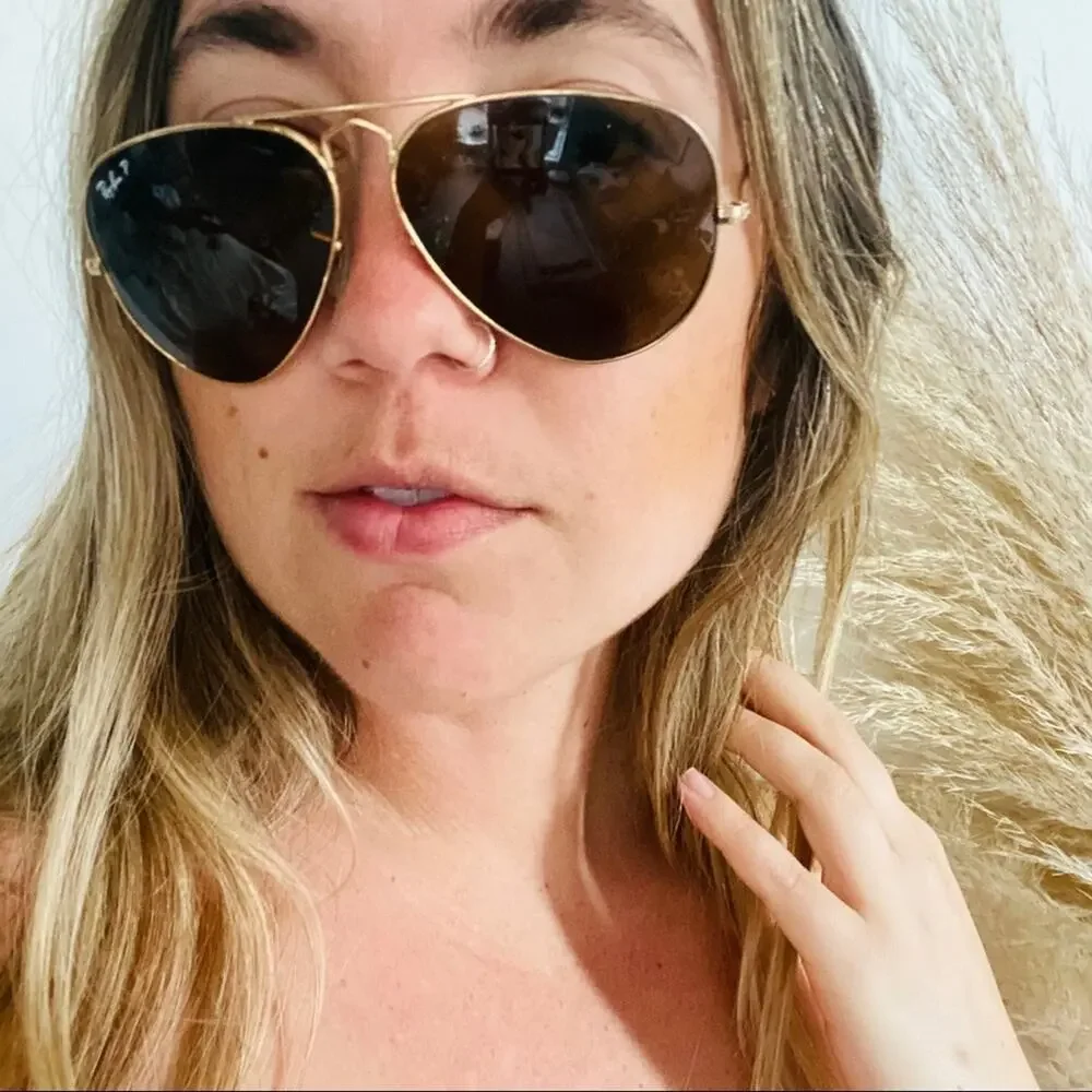 RAY BAN Gold Metal Brown Smoke Lenses Classic Aviators Sunglasses Sunnies Unisex